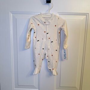 Carter's Cream Footie with Orange and Black Halloween Details